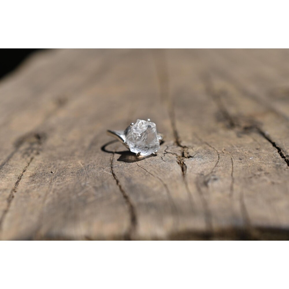 Engagement ring Sterling Silver Lake County Diamond Ring, Rough Raw Diamond , Un